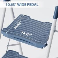 Peldaños Anchos con Baranda, Escalera de Tijera con Pedal Antideslizante, Taburete Plegable para Hogar Cocina Garaje Jardín Oficina, Capacidad de Carga de 900LBS, Azul - details 16
