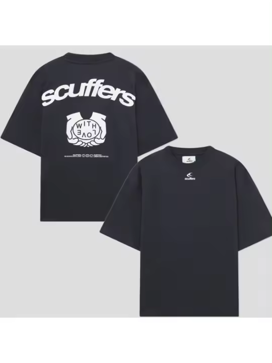 Sudadera de manga corta con logotipo de Harajuku Scuffers para hombre, gótica - 1