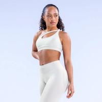 Sujetador deportivo para mujer, sujetador de yoga con un hombro, sujetador de gimnasio con recorte sin costuras - details 2
