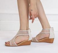 Sandalias de malla con cuña y plataforma para mujer - details 4