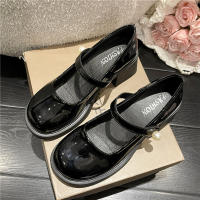 Nuevo francés retro boca ligera perla cabeza redonda tacón grueso tacón alto zapatos Mary Jane - details 8
