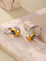 De Maple inoxidable de la venta de La Gota de metal de Empalme Stud Pendientes para las mujeres de dos maneras de desecho de color Nuevo accesorio Encanto de lujo de joyería - details 9