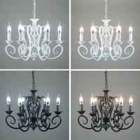 Candelabro Industrial de hierro forjado, 3, 5, 6 luces, candelabro vintage, lámpara colgante retro en blanco y negro, venta al por mayor - details 6