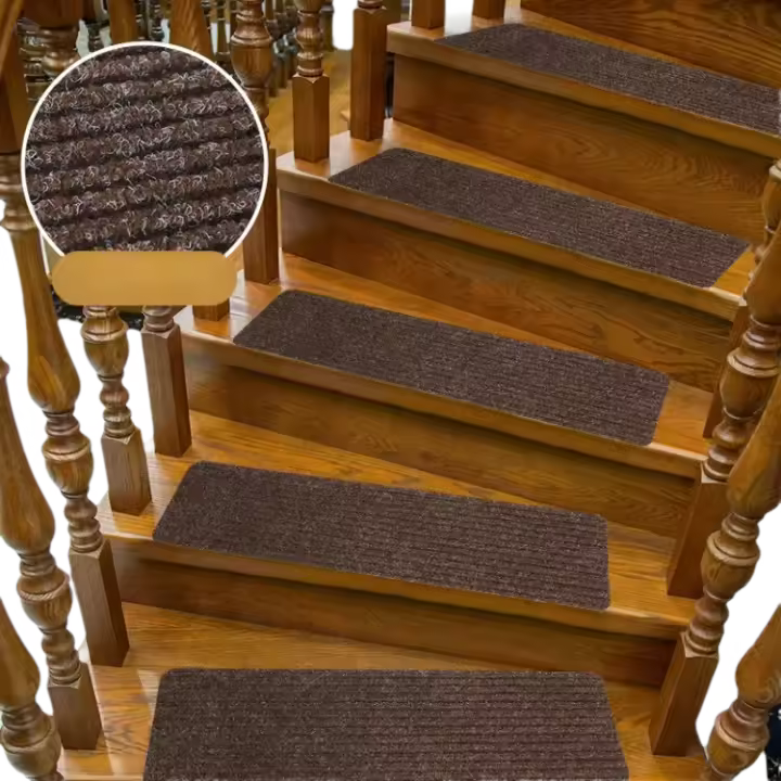 Alfombrilla antideslizante de Pvc para escalera, estera con banda de rodadura, sin pegamento, autoadhesiva, reutilizable - 1