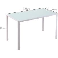 Mesa de Comedor de Cristal Mesa Rectangular para 4-6 Personas con Patas de Metal Multifuncional para Cocina Salón 120x60x75 cm Negro - details 11
