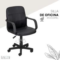 Silla de Oficina ergonómica de Piel sintética Negra, con Ruedas giratorias, reposabrazos, Altura Regulable, de Acero y Espuma Blanda, fácil de Montar y desplazar, 56x48x95 cm - details 3