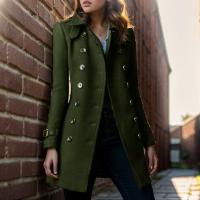 Abrigo informal de lana con doble botonadura para mujer, chaqueta de otoño e invierno, novedad - details 9
