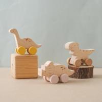 Juguete educativo Montessori para bebé, juguete de madera de haya, bloque de dinosaurio de dibujos animados, coche, juego de - details 11