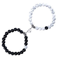 2 unids/set de pulseras de pareja con cuentas de piedra Natural, imán de corazón, atracción para mujeres y hombres, pulsera Simple de relación de amor, joyería - details 2