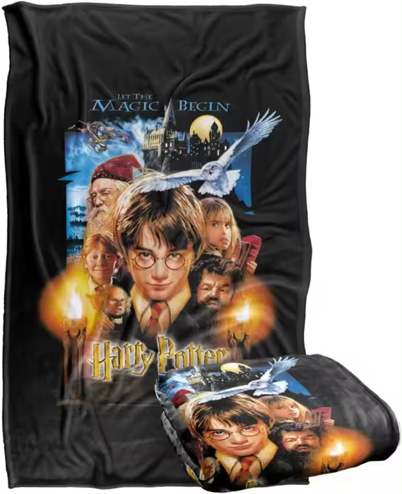 Manta de tiro súper suave de tacto sedoso, póster de película de Harry Potter - 1