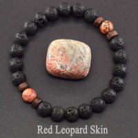 Pulsera de piedra de Lava para hombre, cuentas de piedra lunar de labradorita Natural, pulsera de Buda tibetano, pulsera difusora de aceite de Chakra, joyería para hombre - details 27