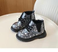 Kids Ankle Boots Fashion Versatile Girls' Patent Leather Short Boots with Love Sequins Children Princess Boots with Side Zipper - details 12