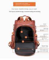 Mochila antirobo para Viajes de Ocio de Mujeres, mochila de viaje de Cuero Blanda Pu de Mujeres, Bolsa simple de gran capacidad - details 19