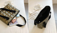 Bolso de mano de algodón con almohadilla espacial para mujer, bolsa de viaje de hombro acolchada, de gran capacidad, impermeable, a la moda, Invierno - details 30