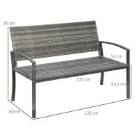Homfa Patio al aire libre Banco de mimbre de ratán Silla de dos plazas Reposabrazos Cubierta de jardín Silla de ratán para todo tipo de clima Sofá de dos plazas - details 15