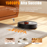 Aspiradora Robótica Inteligente PrettyCare con Función de Fregado, 15000Pa, Navegación LiDAR, Estación de Autovaciado, para Pelo de Mascotas, Pisos Duros y Alfombras - details 0