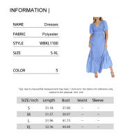 Vestido largo de encaje formal con cuello en V para mujer, con volantes y flecos, manga corta, estilo bohemio, para invitados de boda - details 0