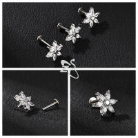 ZS 1 pieza de Piercing de labio Labret de acero inoxidable sin rosca, anillo de labios de cristal CZ, pendiente de Piercing de cartílago hélice Tragus de 16G, 6/8/10MM - details 9