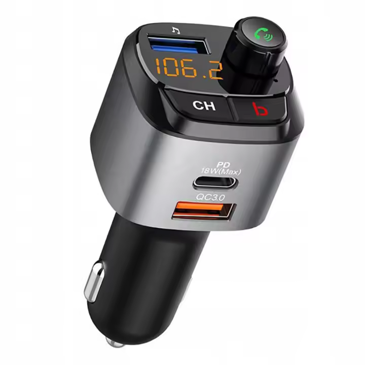 Transmisor Bluetooth FM MÁS POTENTE, Cargador de coche QC3.0, USB-C - 1