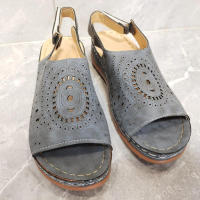 Women Hollow Out Flat Sandals Solid Color Ankle Strap Non-slip Open Toe Shoes Retro Outdoor Sandals - details 6