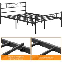Cama Doble 140 x 200 cm con Espacio Almacenamiento Bajo Marco Metal Altura del Suelo 32 cm Blanco - details 35