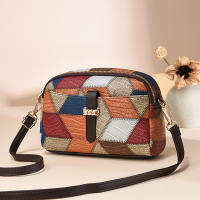 Bolso de hombro a la moda para mujer y niña, bandolera de cuero PU, Color Clash, elegante, para ocio - details 2