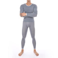 Calzoncillos largos masculinos Ropa interior térmica para hombre Ropa de dormir Ice Silk Lounge Tight Camiseta interior de manga larga Conjunto de pantalones - details 5