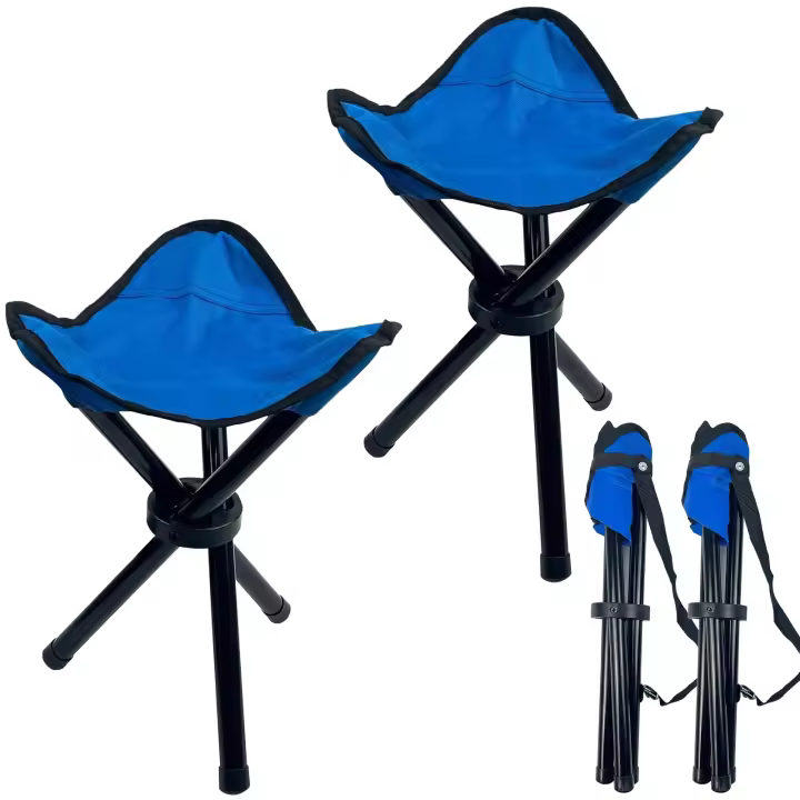 2 Pack Folding Camping Stool Portable14.96 inchs High Fishing Chair Seat for Camping Fishing Hiking Gardening and Beach,Blue - 1