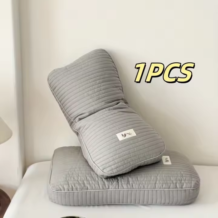 Almohada de Soporte para el Cuello con Cáscara Completa de Trigo Sarraceno y Hierbas Naturales - Lavable a Mano, Núcleo Duro, Diseño Acolchado Rosa para Hogar, Residencia Universitaria, Hombres y Mujeres, Alivio de la Columna Cervical y Ayuda al Sueño - 1