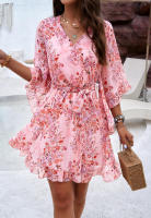 Vestido fluido sin tirantes con estampado floral bohemio para mujer, verano 2025 - details 4