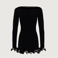 Mini Vestido de punto para mujer, suéter delgado de Color de contraste de hongos, ropa de fiesta femenina - details 1