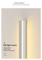 Lámpara de pared larga de línea minimalista nórdica, led, mesita de noche, sala de estar, dormitorio, lámpara de pared interior, blanco - details 11
