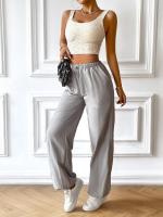 Pantalones elásticos de pierna ancha para mujer Ropa de moda de otoño y primavera - details 13