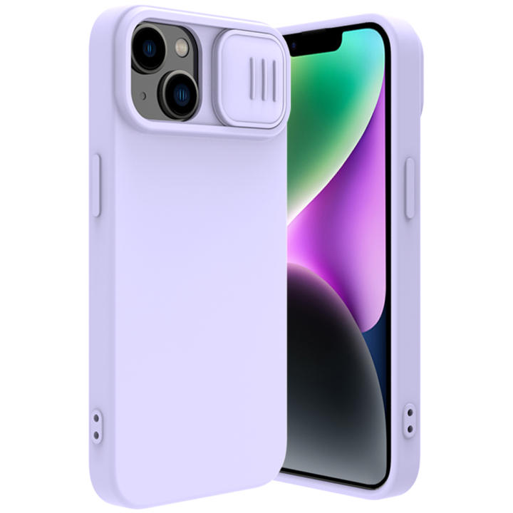 Nillkin Silicona Líquida Funda Compatible Con IPhone 14 Pro MAX, Camshield Silky Carcasa Con Protección De Cámara, Compatible Con MagSafe, A Prueba De Golpes, Resistente A Arañazos (Azul