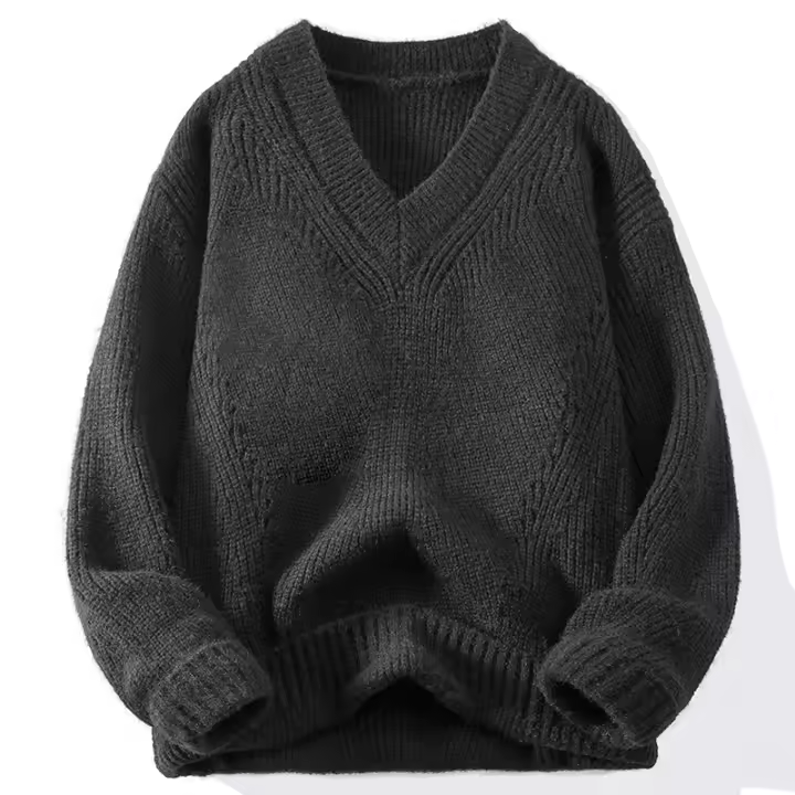 Suéter cálido y grueso con cuello en V de tela de alta calidad, cómodo y transpirable, adecuado para hombres. - 1