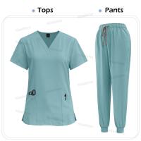 Exfoliante médico, bata quirúrgica de enfermería, exfoliante elástico de alta calidad, uniforme de color sólido para atención médica, ropa de trabajo al por mayor, unisex - details 16