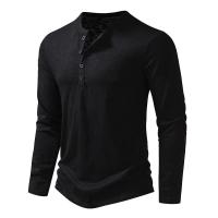 Otoño nueva camiseta de manga larga con cuello para hombres Color transpirable versátil moda camisetas delgadas - details 5