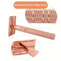 Maquinilla de afeitar de seguridad de doble filo ecológica para mujeres y hombres, 5 cuchillas, afeitadora Manual clásica en húmedo, reutilizable y Giftable - details 0
