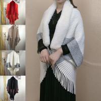 Bufanda cálida de felpa para mujer, chal suelto grueso de punto con piel sintética para vestidos de noche y boda, Invierno - details 1