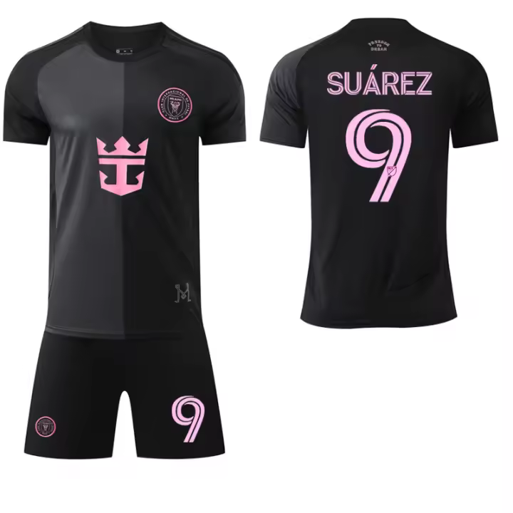Los adultos2025-26 Miami Away Game Negro No. 10 Messi Conjunto de uniforme de fútbol Jersey 9 Suarez Nueva versión original - 1