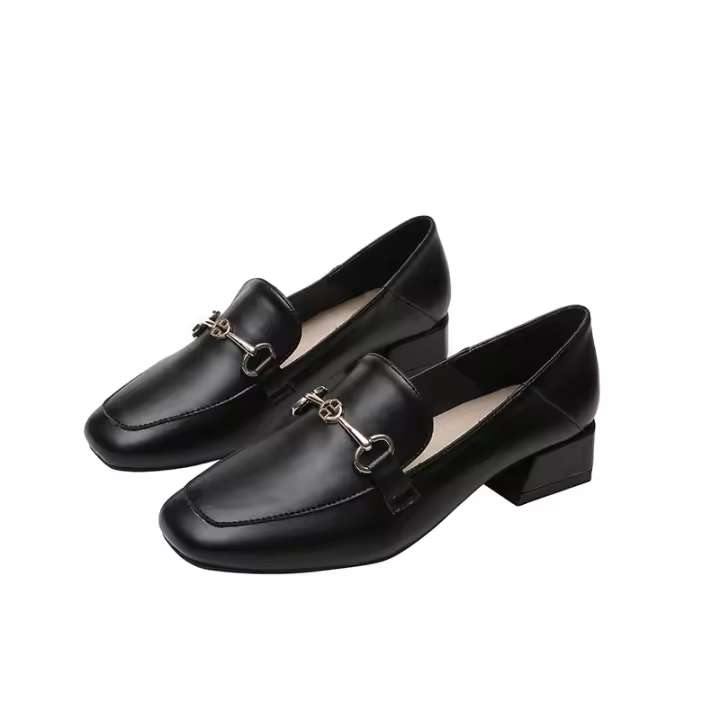 Zapatos pequeños de cuero estilo británico para mujer, tacones altos, informales, gruesos y de talla grande, 2025 - 1