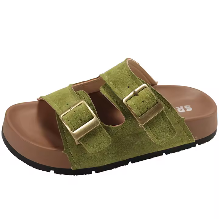 Sandalias Retro Verdes de Plataforma de Aumento de Altura Zapatillas de Verano Antideslizantes Suaves para Mujeres - 1