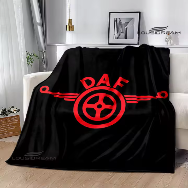 Manta de Flanela Cálida con Estampado de Logotipo de Camión DAF Suave, Cómoda, Decoración de Moda para Hogar y Viajes, Regalo de Cumpleaños Ideal - 1