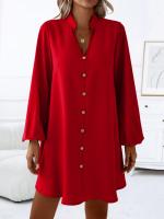 Vestido suelto de desayuno único con cuello en V de manga larga de primavera y verano 2025 para mujer - details 1