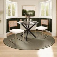 Pack de 2 Comedor Tapizadas, Sillas de Cocina Modernas con Patas de Metal, Gran Estabilidad y Capacidad de Carga, Blanco, Ratán, Vellón, Espuma - details 3