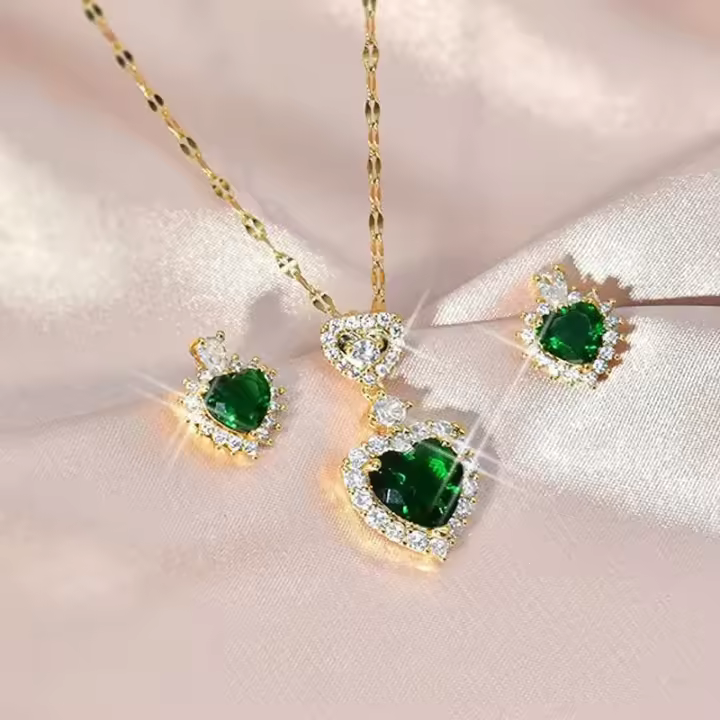 Collar de Lujo Sencillo con Doble Forma de Corazón Cadena con Colgante de Circonita de Cristal Exquisito Joyería de Boda, 2023 - 1