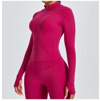 Top de Yoga de manga larga para mujer, chaqueta deportiva ajustada con cuello levantado para entrenamiento para correr, chaqueta deportiva para exteriores - details 0