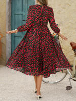 Vestido de cintura con lazo floral estilo casual de vacaciones para mujer Primavera Verano - details 14