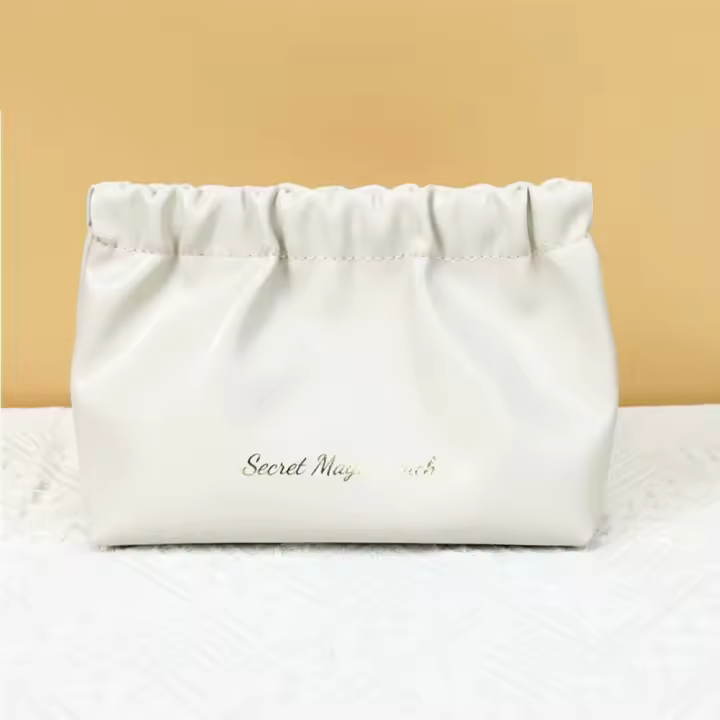 Bolsa creativa de estilo coreano con resorte de hoja de PU, bolsa de almacenamiento de Color sólido, bolsas para artículos pequeños, bolsa de cosméticos con cierre automático para niñas - 1