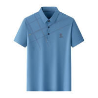 Polo de Seda de Hielo para Hombres Camiseta de Negocios Casual con Cuello Redondo - details 2